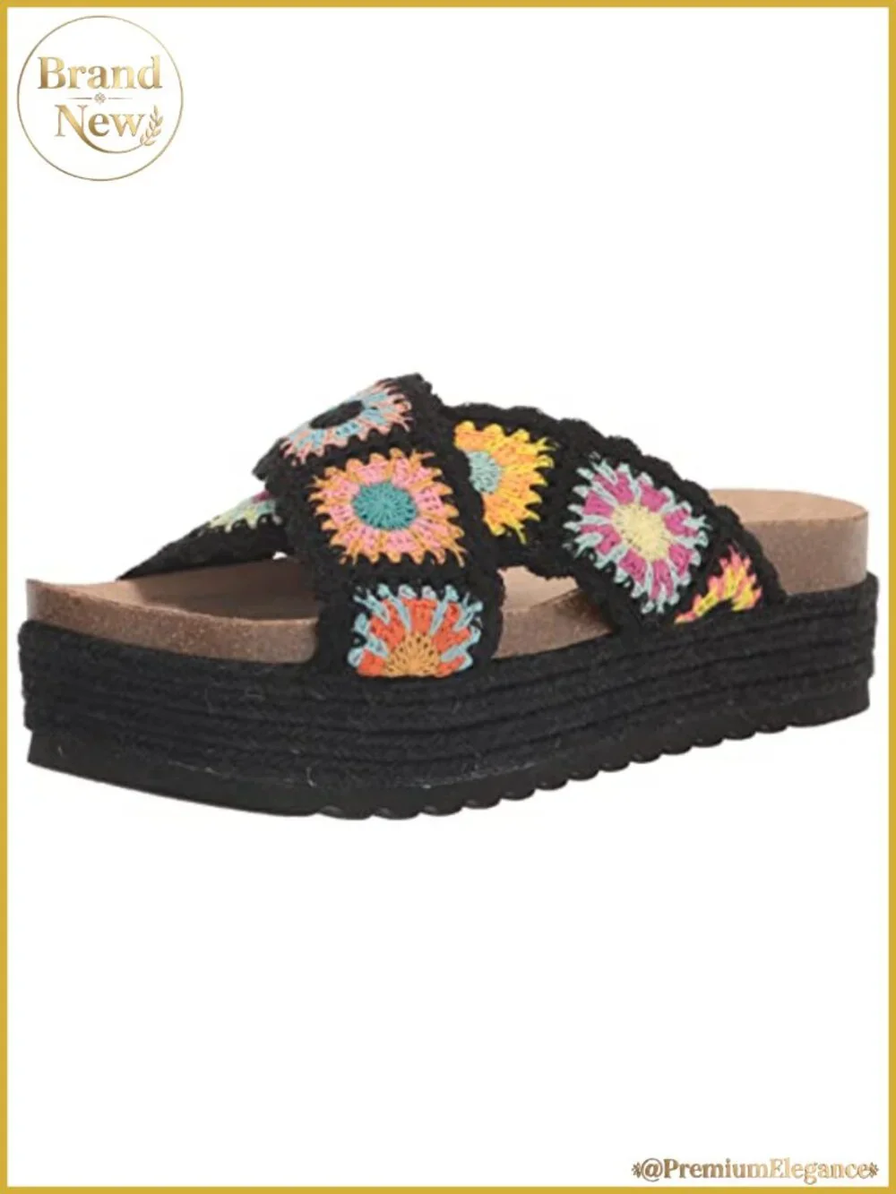 Platform Espadrille Sandals Two Band Upper Mixed Molded Footbed